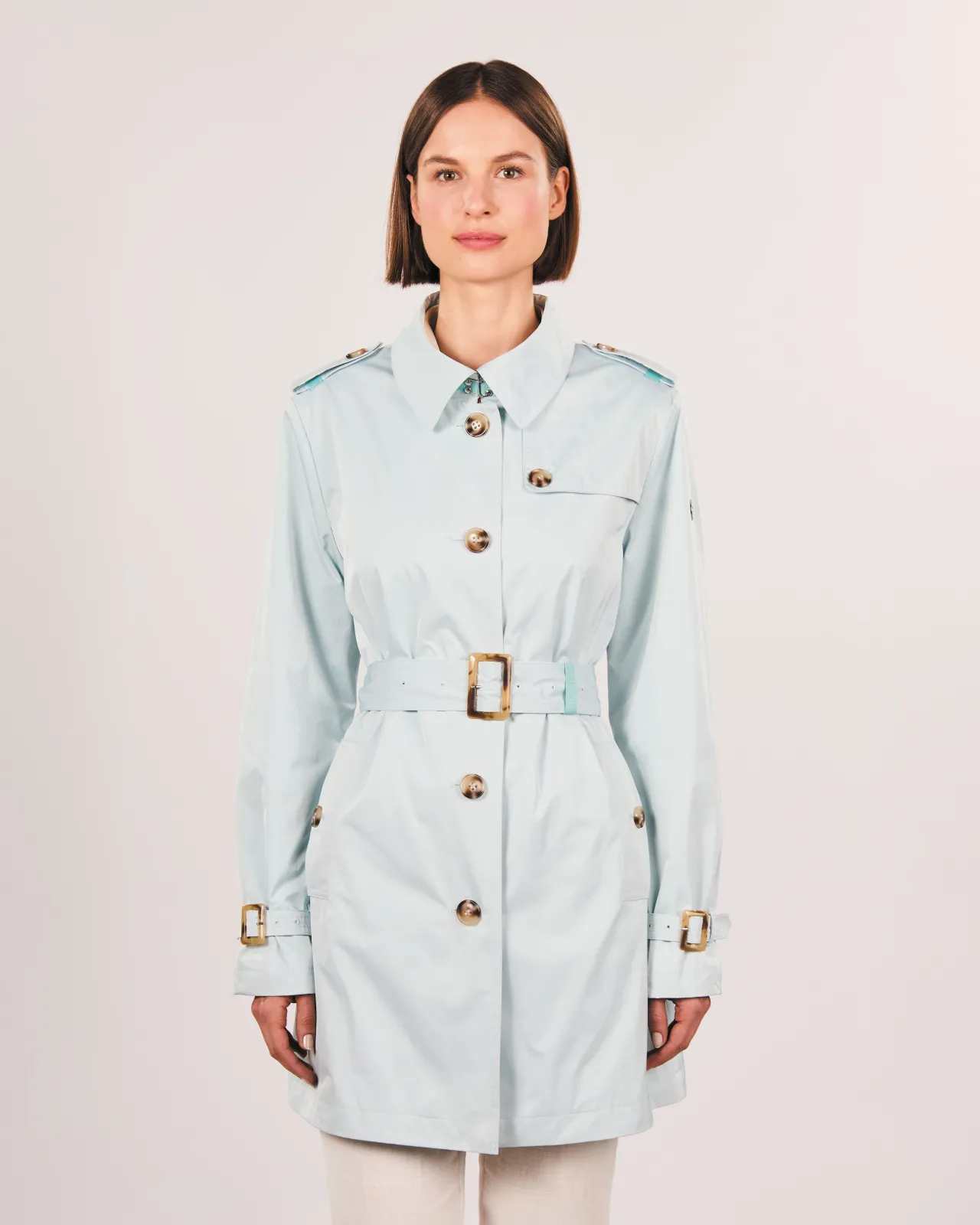 Trenchcoat einreihig Memory - Blauer Damen Trenchcoat