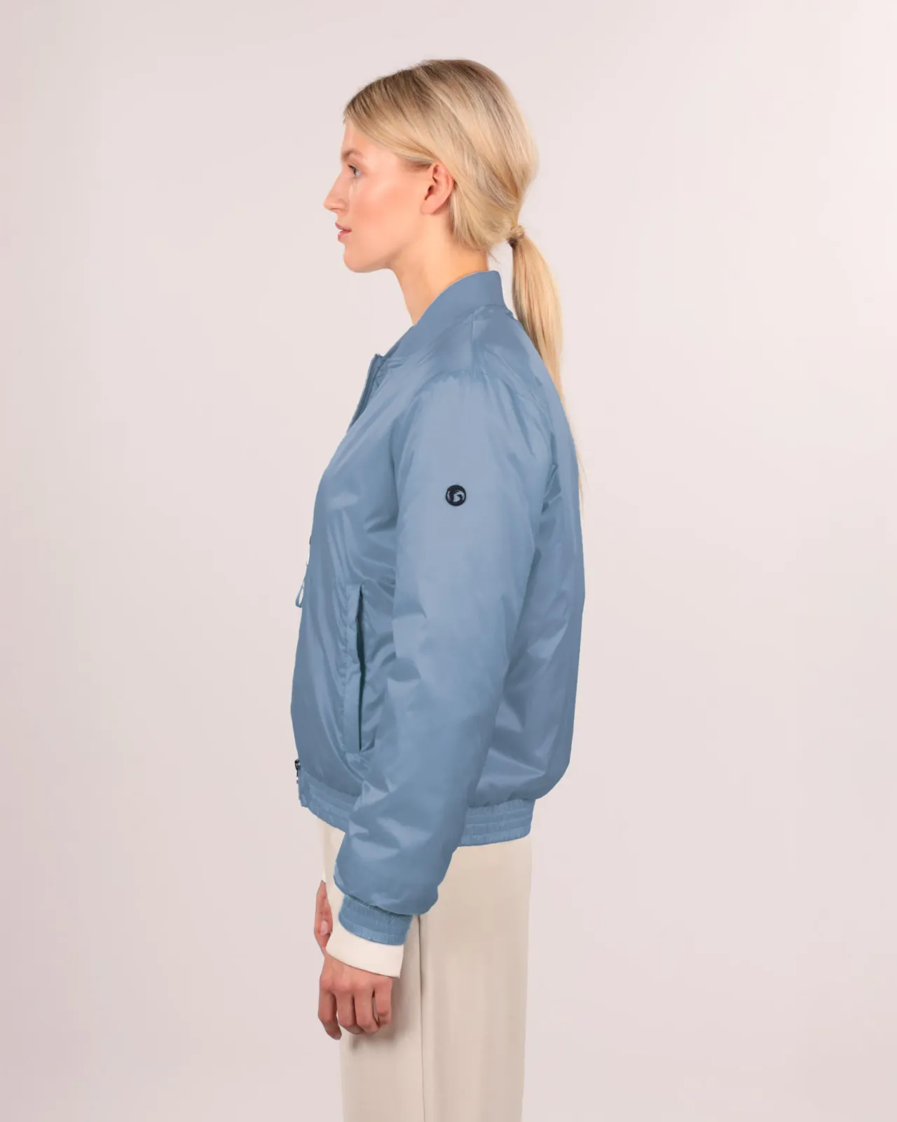 Bomberjacke Satin light - Blaue Bomberjacke für Damen