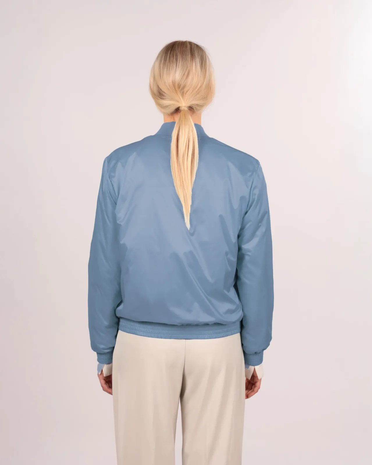 Bomberjacke Satin light - Blaue Bomberjacke für Damen