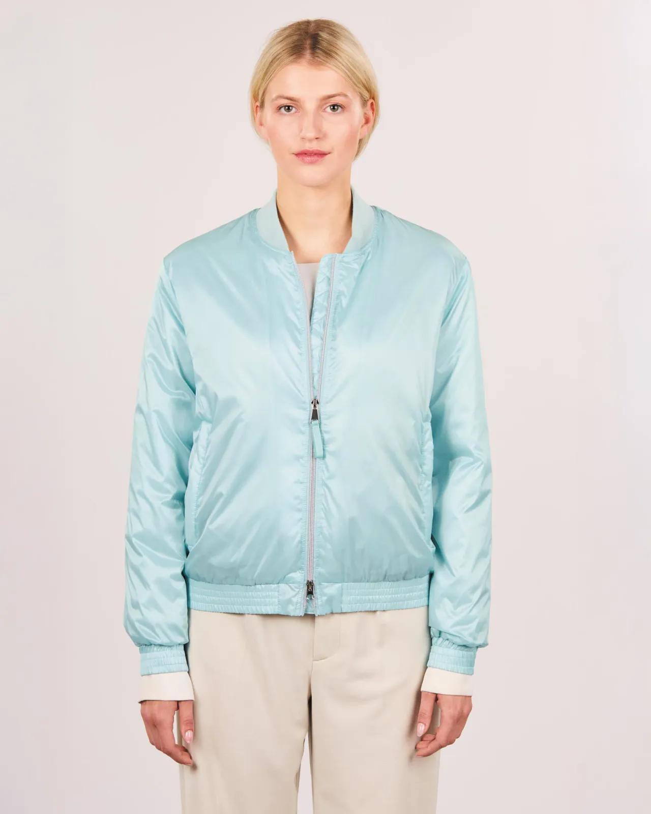 Bomberjacke Satin light - Türkise Bomberjacke für Damen