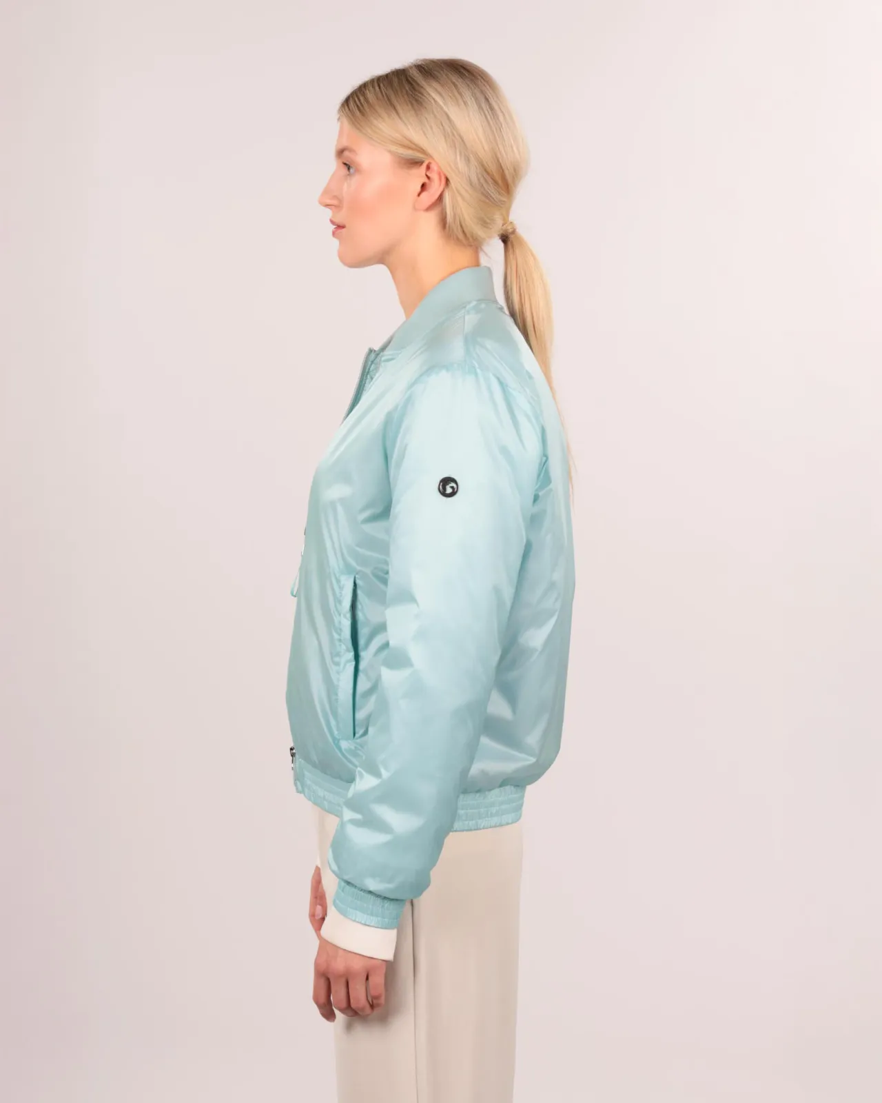 Bomberjacke Satin light - Türkise Bomberjacke für Damen