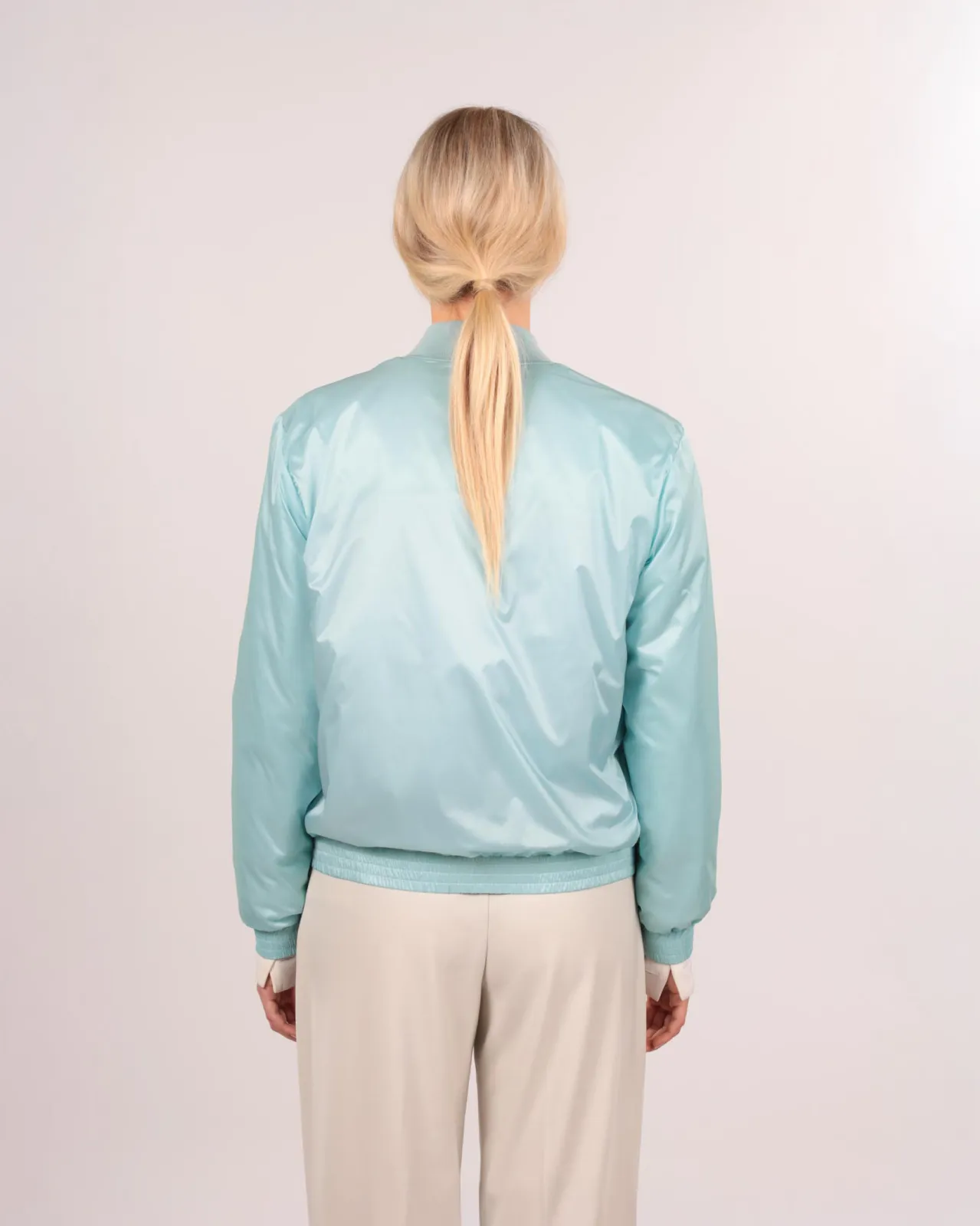 Bomberjacke Satin light - Türkise Bomberjacke für Damen