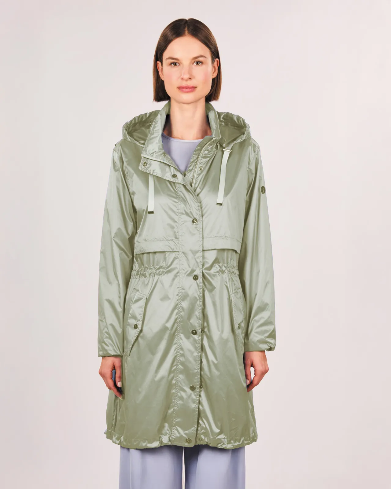Longparka Satin light - Grüner Damenparka mit shiny Finish