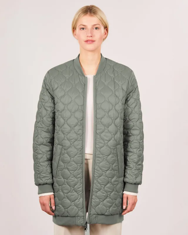 Wende-Longbomber Soft-Peach - Lange, wendbare Bomberjacke für Damen