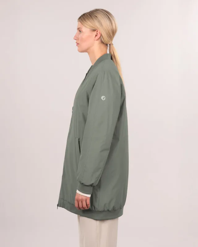 Wende-Longbomber Soft-Peach - Lange, wendbare Bomberjacke für Damen