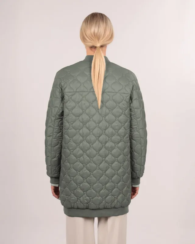 Wende-Longbomber Soft-Peach - Lange, wendbare Bomberjacke für Damen