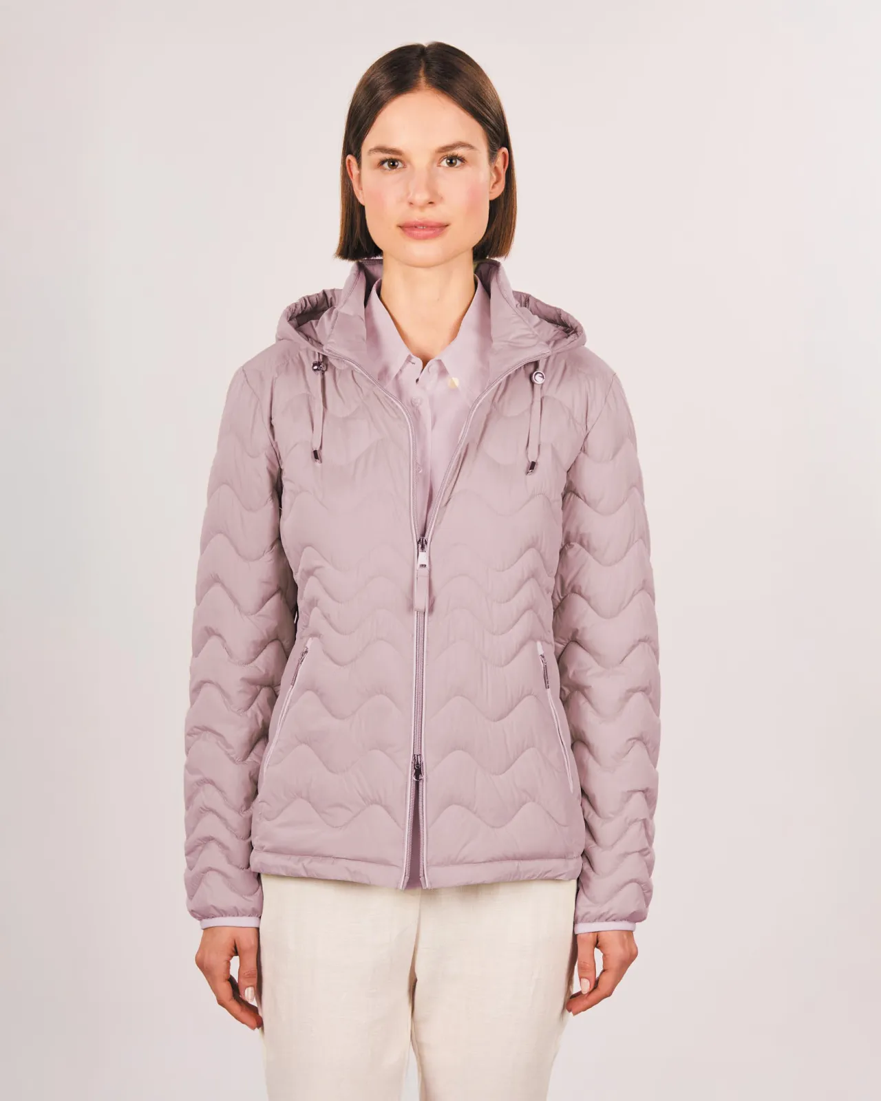 Rosa Steppjacke Wellenstepp Silk-Touch