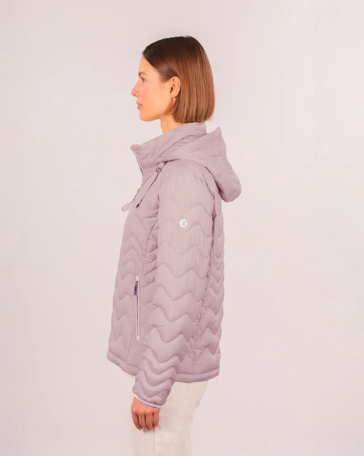 Rosa Steppjacke Wellenstepp Silk-Touch