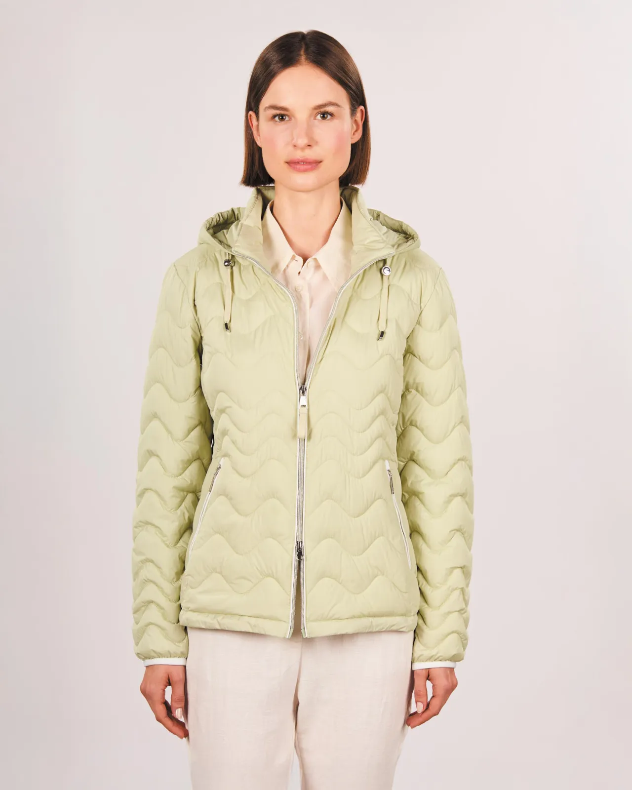 Grüne Steppjacke Wellenstepp Silk-Touch - Damenjacke in Grün