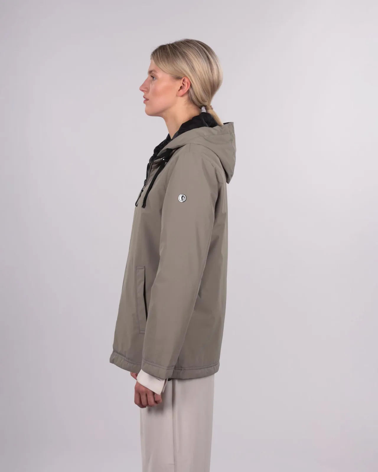 Wendejacke Kapuze abnehmbar Soft-Peach - Reversible Jacke für Damen in Grün