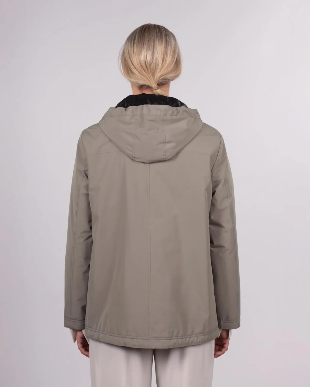 Wendejacke Kapuze abnehmbar Soft-Peach - Reversible Jacke für Damen in Grün