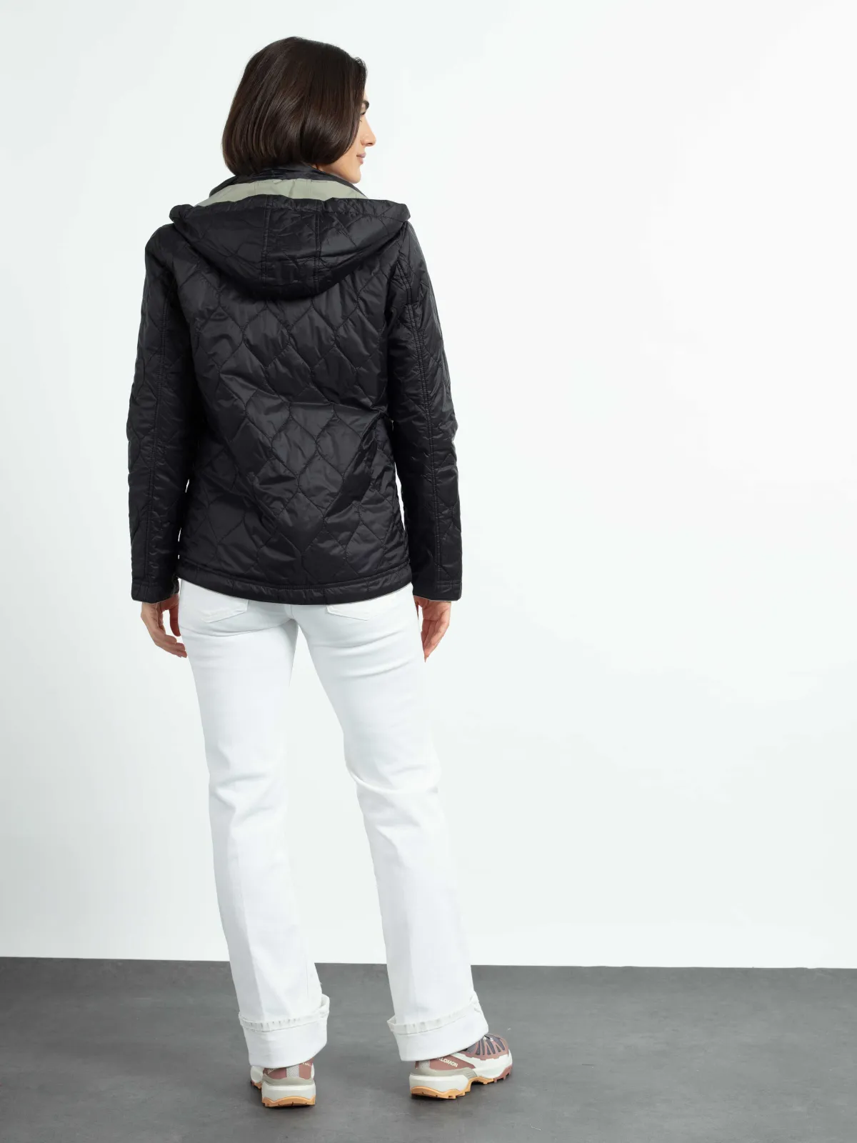 Wendejacke Kapuze abnehmbar Soft-Peach - Reversible Jacke für Damen in Grün