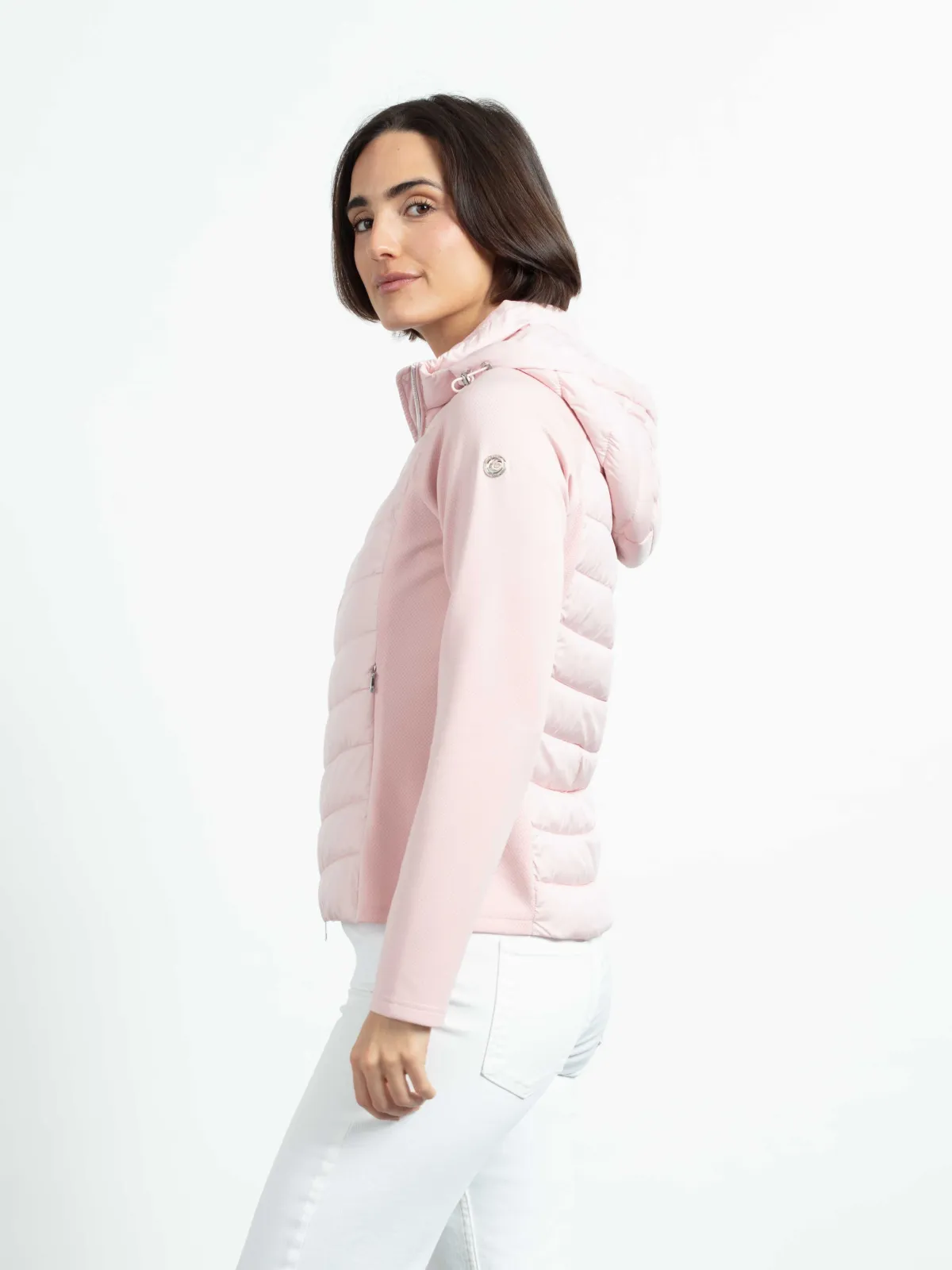 WEGA Green Goose Steppjacke mit Kapuze High Fila - Vegane Damen-Steppjacke in Magnolie