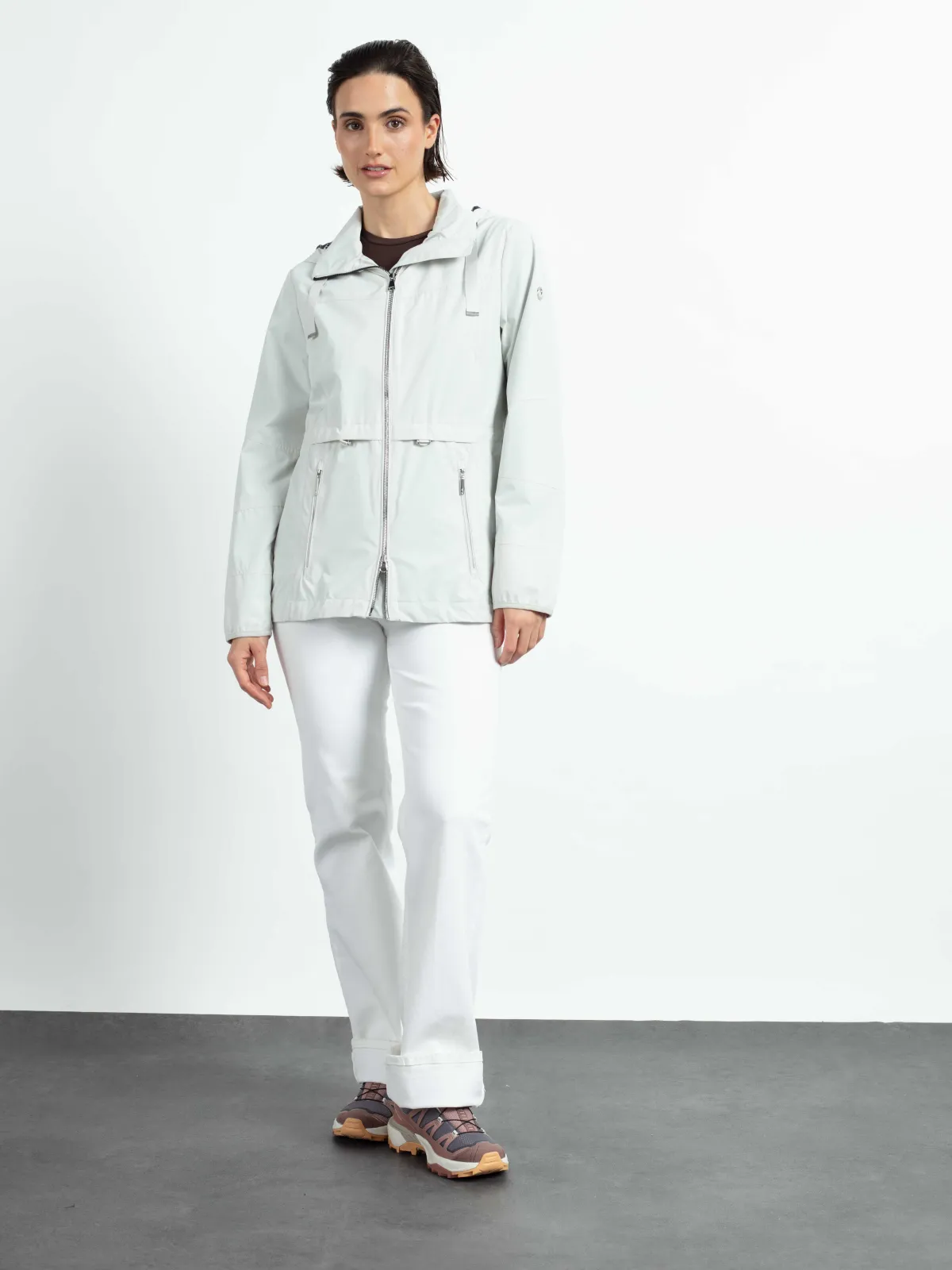 WEGA Green Goose Damenjacke mit RT-Taillenzug Soft-Peach - Recycelte Vegane Jacke in Dawn Grey