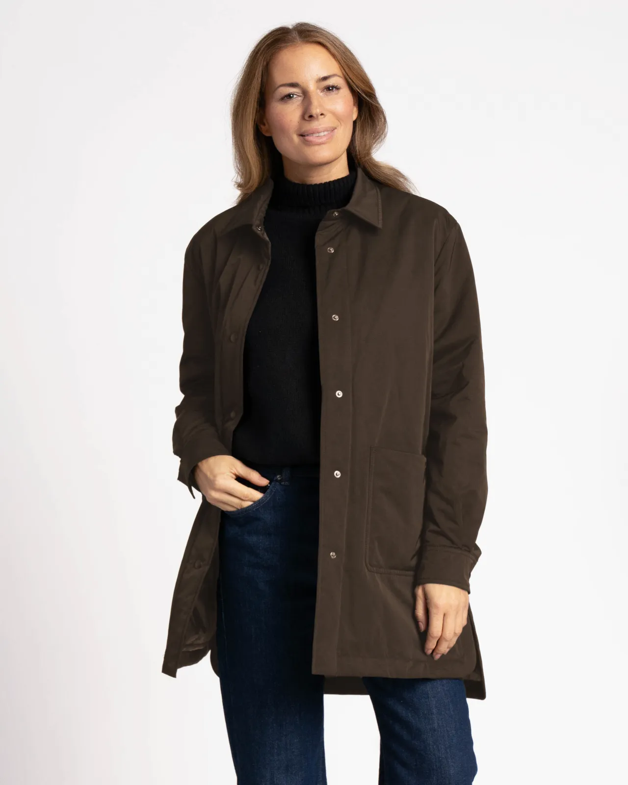 WEGA Green Goose Lange Hemdjacke für Damen in Braun