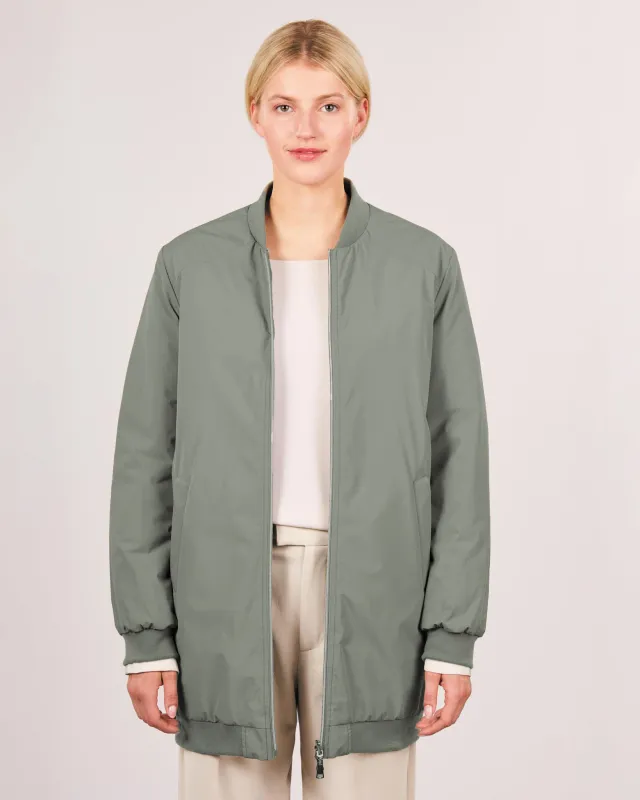 Wende-Longbomber Soft-Peach - Lange, wendbare Bomberjacke für Damen